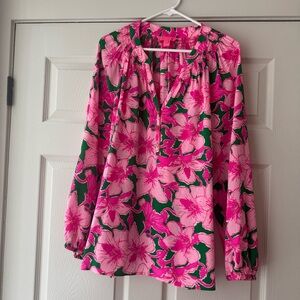 Lilly Pulitzer Pink and Green Blouse with Elegant Design
